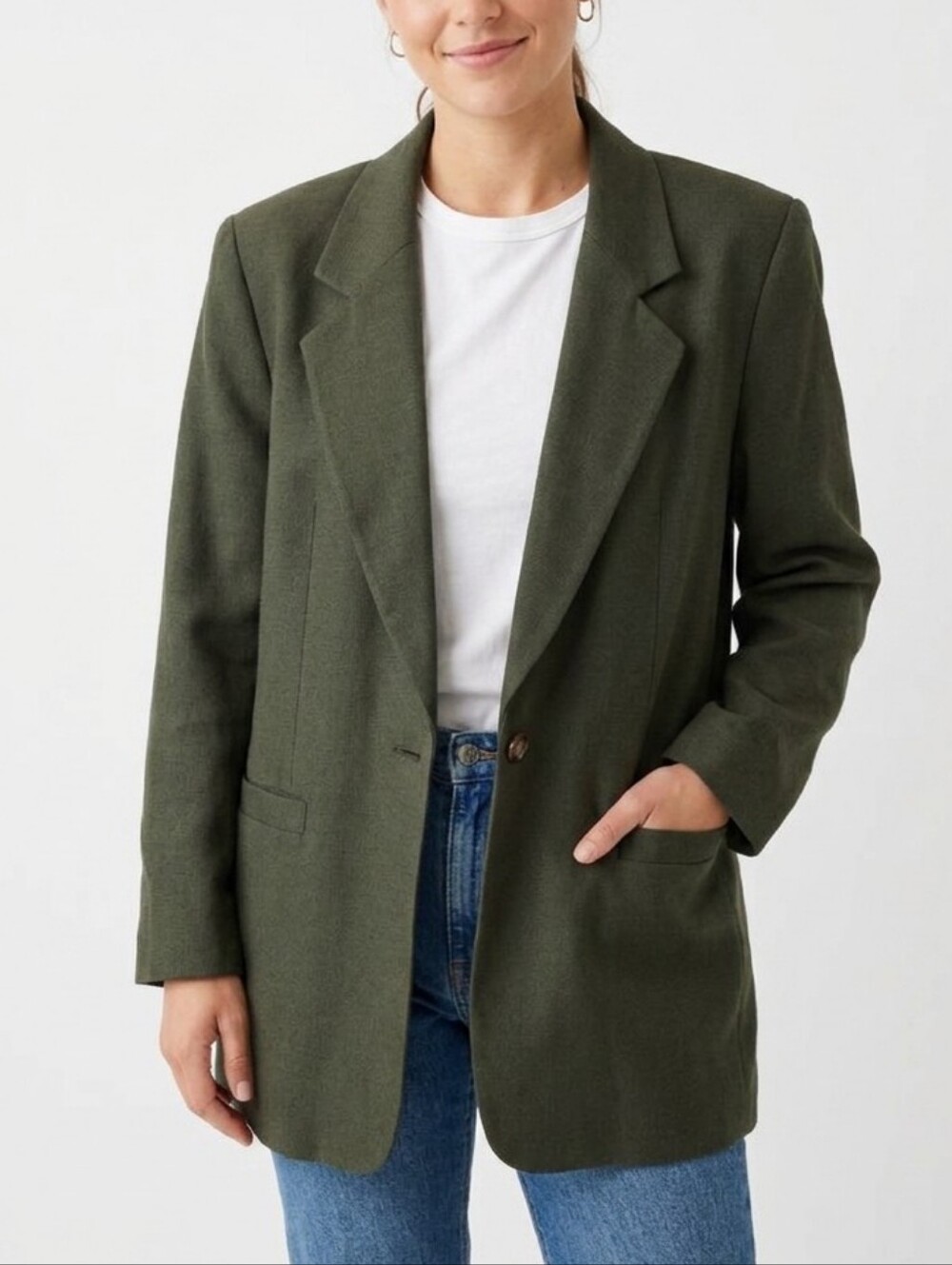 Vintage Bianca Olive Green 100% Viscose Blazer